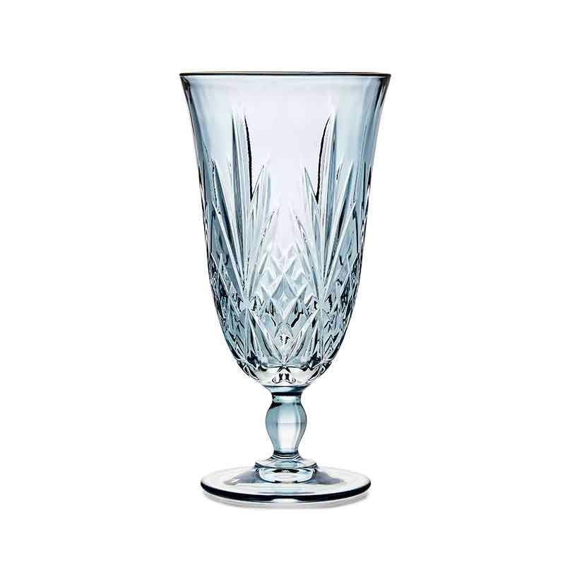Crystal Cut Blue Water Goblet - Set of 16