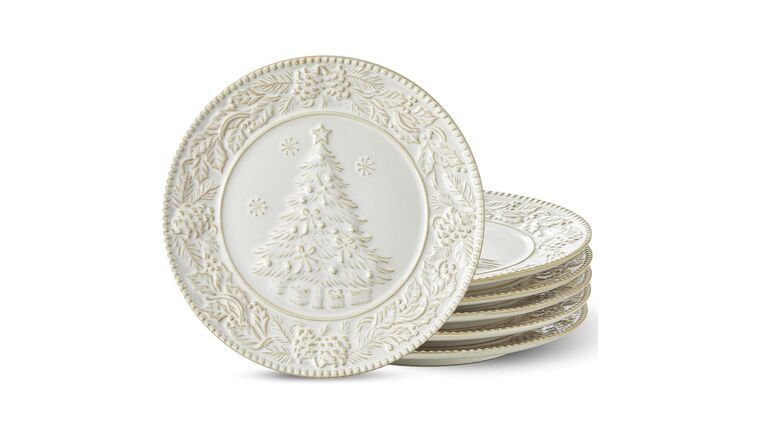 Vintage Cream White Holiday Salad or Dessert Plate 8 inch