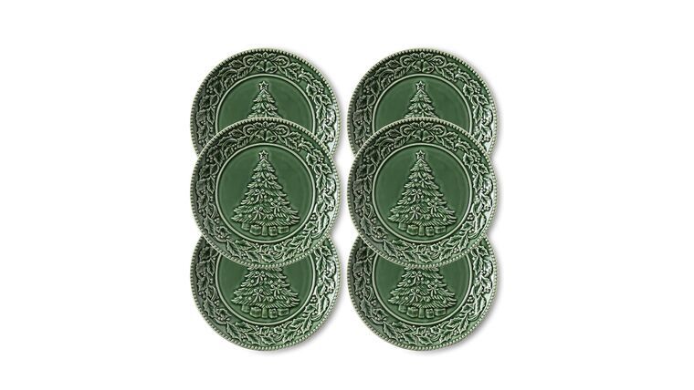 Vintage Pine Green Holiday Dinner Plates 10 inch