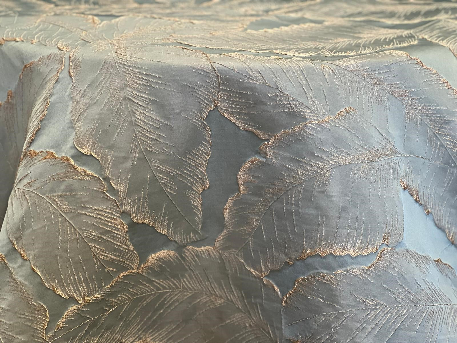 Gilded Palm Sea Mist Couture Table Linen