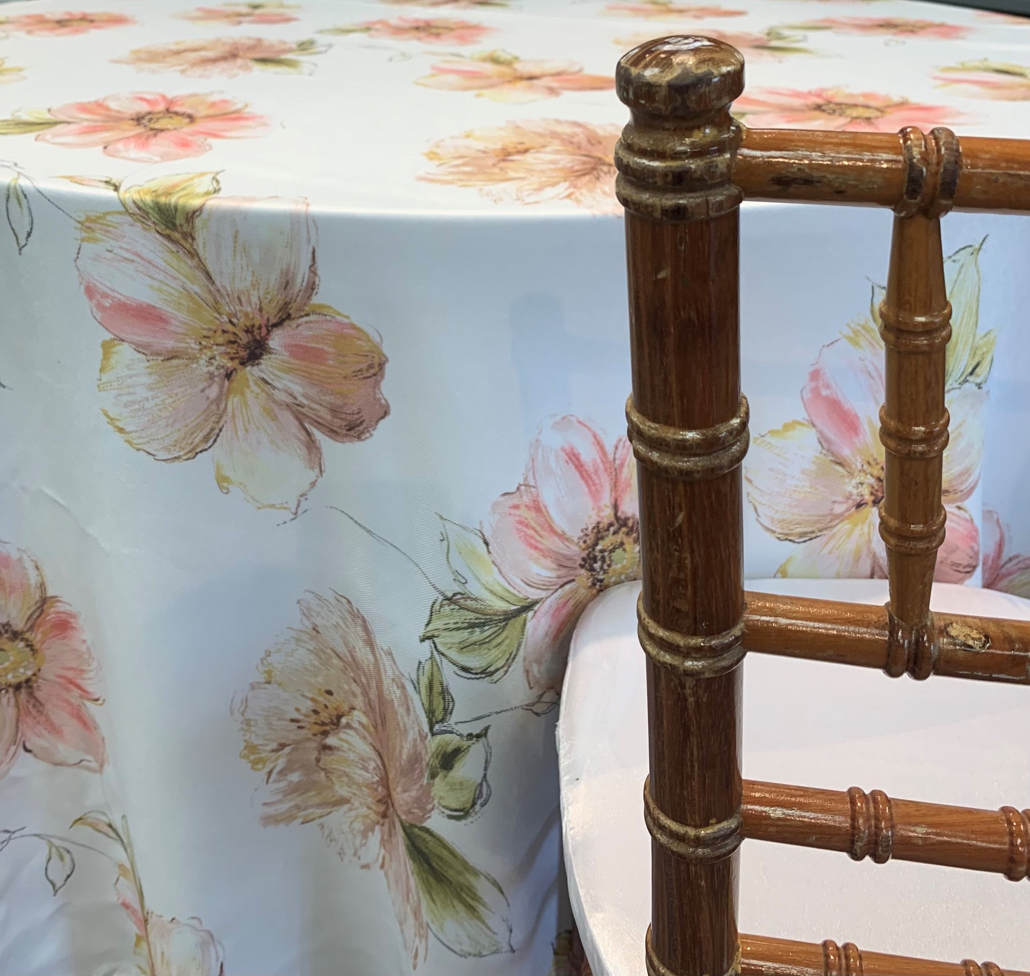 Apple Blossom Flower Coral Premium Table Linen