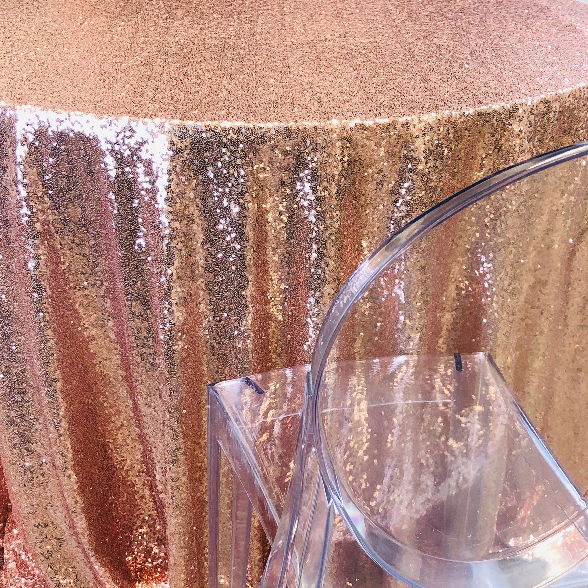 Mini Sequin Rose Gold Couture Table Linen